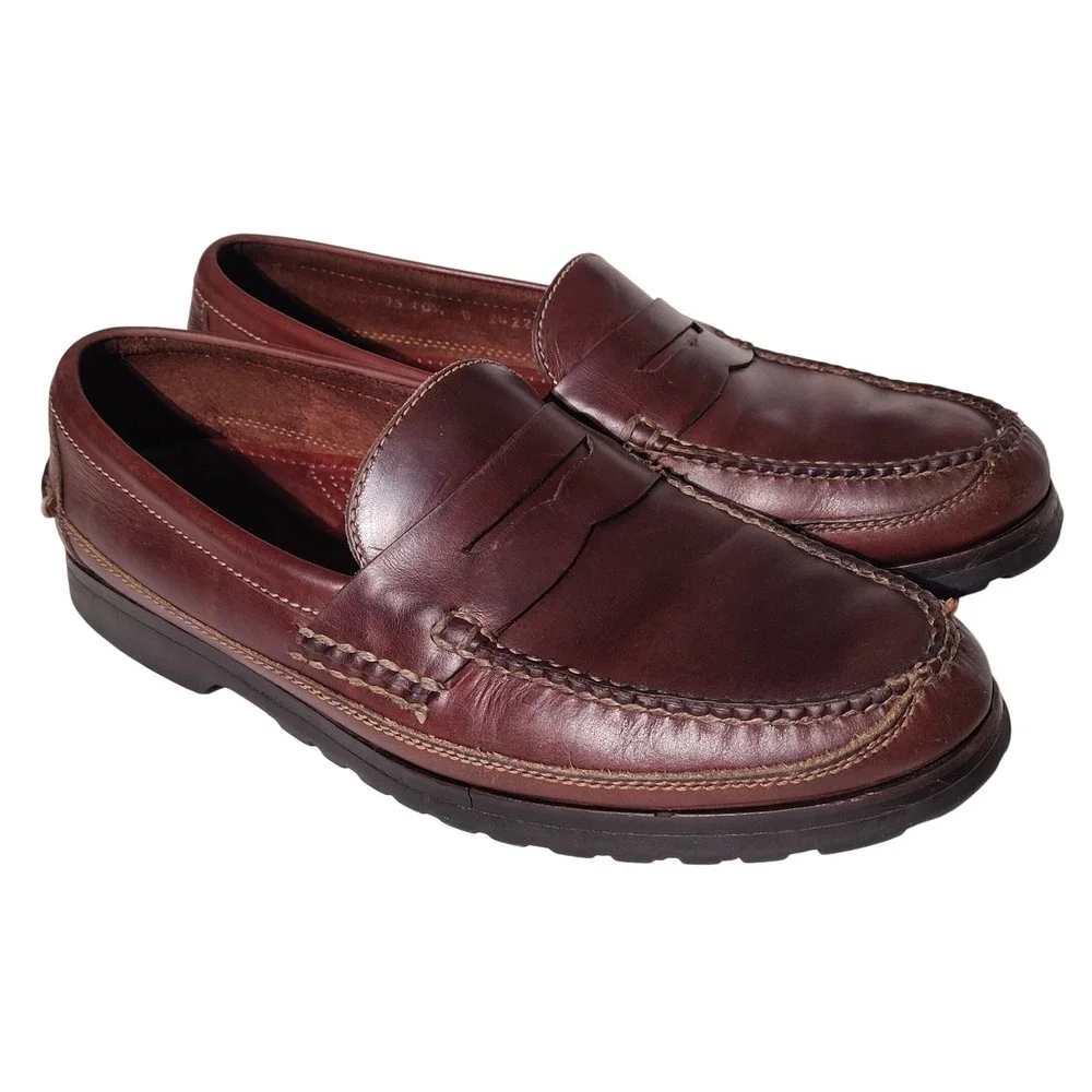 Cole Haan Country Mens Brown Leather Lug Sole Penny Loafers 10.5 D - Imperfect